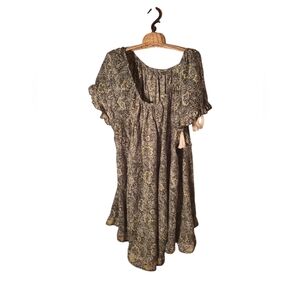 Silk Oversized Babydoll Style DRESS Green Floral Tassels READ Coquette Girl MOD